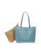 Verde Set Damen Tasche Shopper Schulter Blau