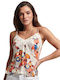 Superdry pentru Femei de Vară Bluză cu Bretele Floral Bej