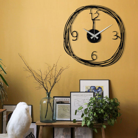 Wallity Gergo Analog Metallic Black Wall Clock Ø48cm