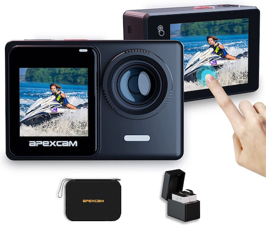 Apexcam X80 Action Camera 4K Ultra HD Underwater with Touch Screen 2" and Wi-Fi Black