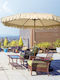 Circular Wooden Khaki Garden & Terrace Parasol Φ2.65xH2.355m