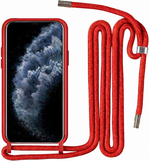 Задна корица Силикон 0.5мм с Каишка Червен (Galaxy A32 5G)
