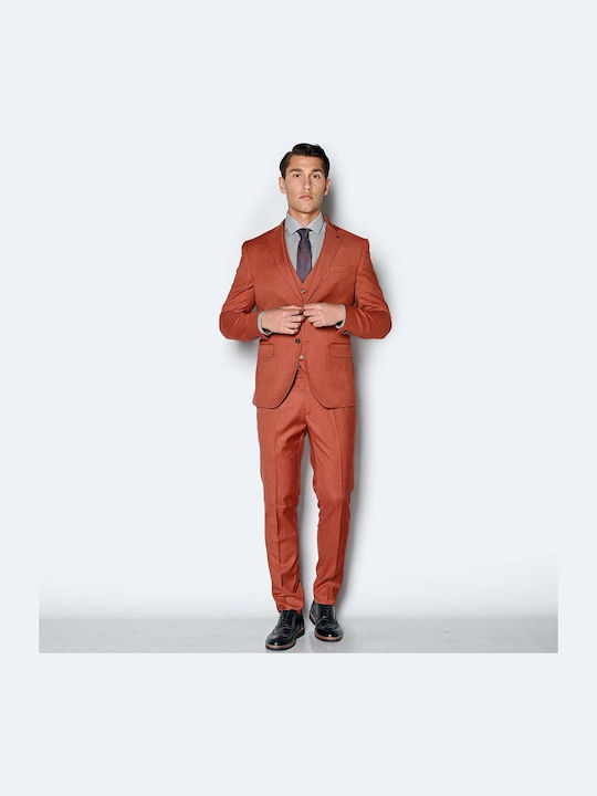 Sogo Men's Summer Suit Slim Fit Brown