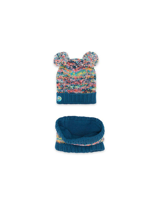 Tuc Tuc Kids Beanie Set with Scarf Knitted Light Blue