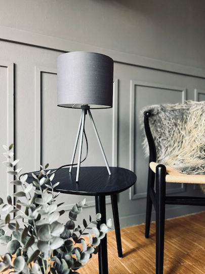 H&S H&S Wood Table Lamp for Socket E14 with Gray Shade and Base