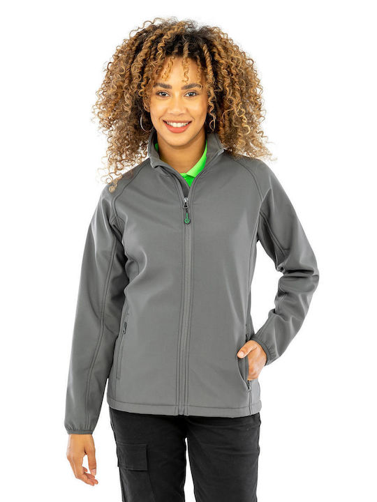 Result Women's Short Sports Softshell Jacket Waterproof and Windproof for Winter Gray