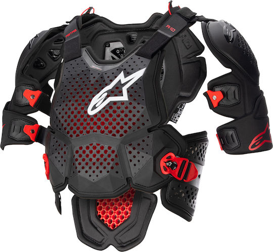 Alpinestars A-10 V2 CE-Schutzstufe 2 Motocross-Brustpanzer Anthrazit/Schwarz/Rot