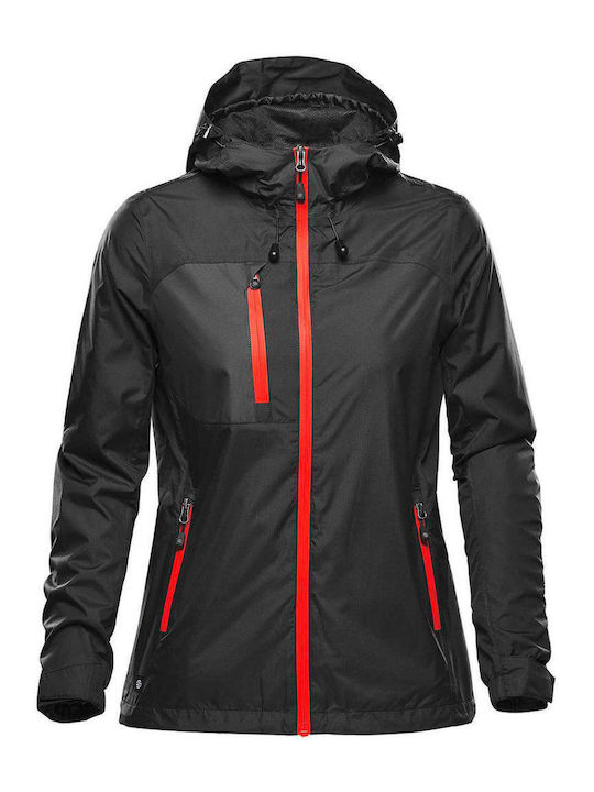 Stormtech GXJ-2W Women's Short Sports Softshell Jacket Waterproof and Windproof for Winter with Hood Black/Bright Red