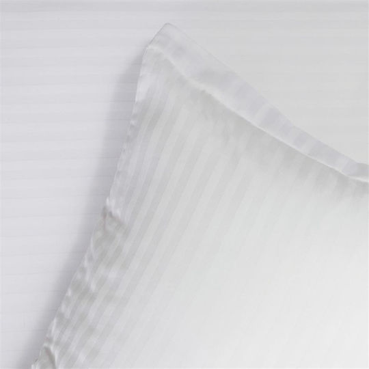 Borea Striped Satin Hotel Sheet White Queen Size 240x260cm 100% Cotton 1pcs