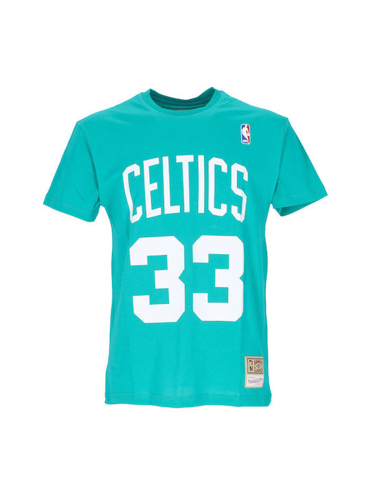Mitchell & Ness Celtics Larry Bird Αθλητικό Ανδρικό T-shirt Πράσινο με Στάμπα