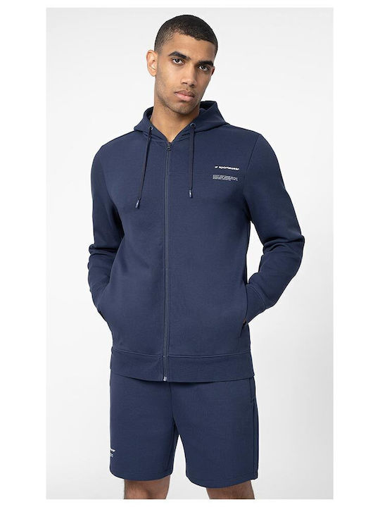 4F Men's Sweatshirt Jacket with Hood Navy Blue