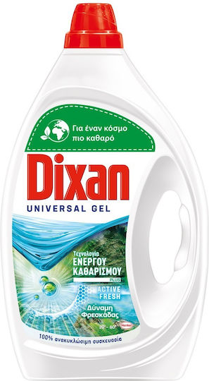 Dixan Power Gel Lichid Detergent pentru haine cu Aromă Active Fresh 1.65lt (33 Cupe de măsurare)