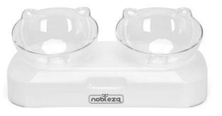 Nobleza Πλαστικό Μπολ Φαγητού για Γάτα 2x 380ml σε Διάφανο Χρώμα