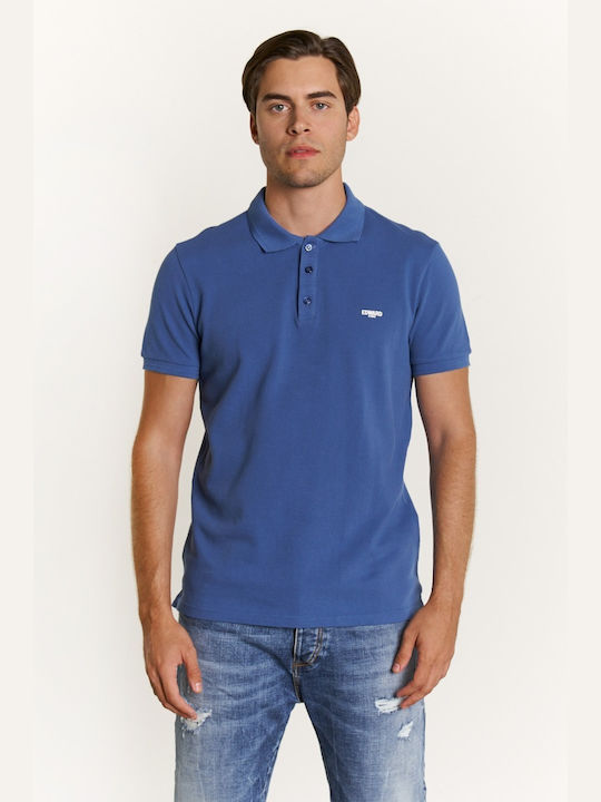 Edward Jeans Men's Short Sleeve Blouse Polo Blue