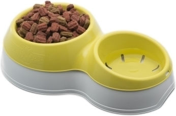 Bama Kunststoff Schalen Futter & Wasser für Hund auf Basis von 2x 27cm in Gelb Farbe