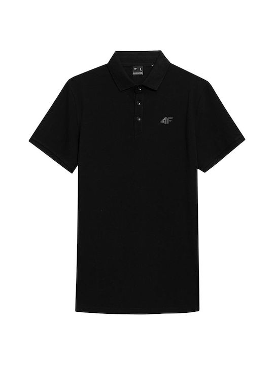 4F Herren Kurzarmshirt Polo Schwarz