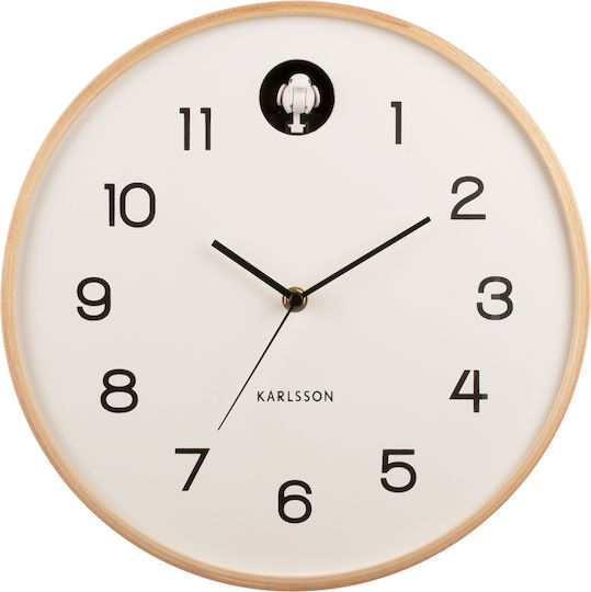 Karlsson Cuckoo Ceas de Perete Lemn Alb Ø31.5cm