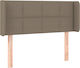 vidaXL Tăblie de Pat LED din Țesătură Taupe 103x88cm