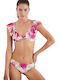 Blu4u Triangle Bikini Top with Ruffles with Adjustable Straps Multicolour Floral