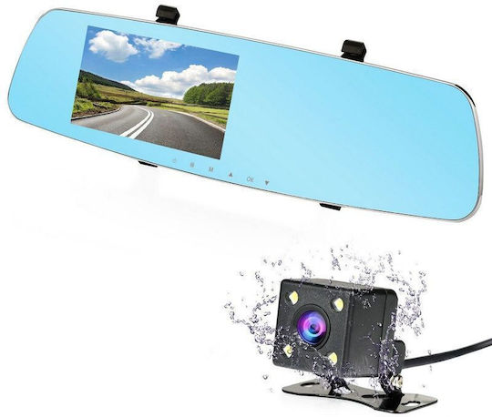 1080P Mirror Car DVR Set with Rear Camera, 4" Display