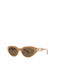 Michael Kors Women's Sunglasses with Beige Plastic Frame and Brown Lens
