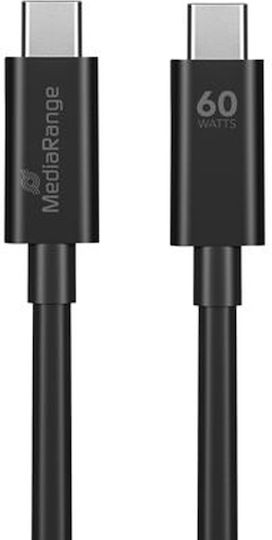 MediaRange USB 3.0 Cable USB-C male - USB-C 60W Μαύρο 1.2m MRCS213