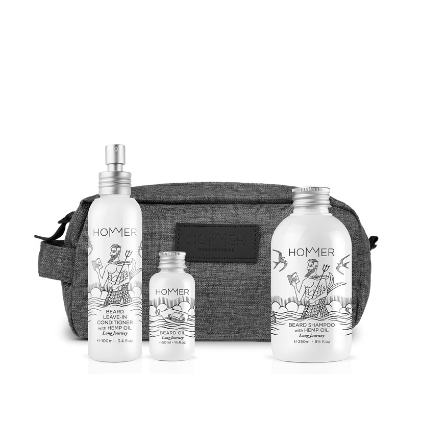 Hommer Long Journey με Beard Oil 50ml,Beard Shampoo 250ml & Beard Leave