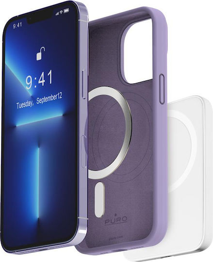 Puro Umschlag Rückseite Silikon Magnetisch Tech Lavender (iPhone 14 Pro)