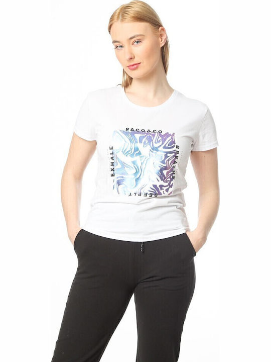 Paco & Co Γυναικείο T-shirt Λευκό