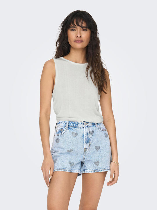 Only Damen Sommer Bluse Ärmellos Weiß