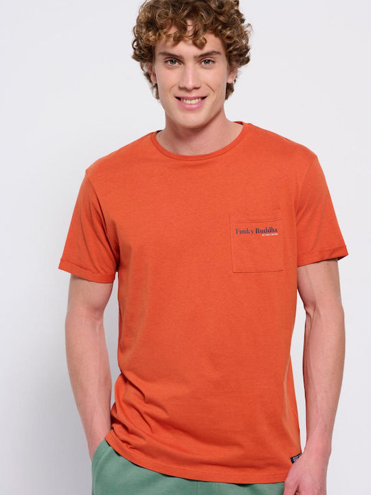Funky Buddha Ανδρικό T-shirt Πορτοκαλί Μονόχρωμο