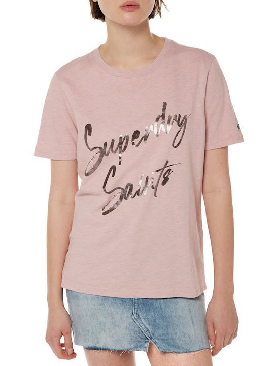 Superdry Γυναικείο T-shirt Ροζ