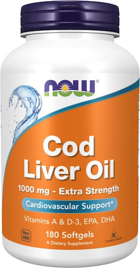 Now Foods Cod Liver Oil Масло от черен дроб на треска 1000мг 180 софтджел