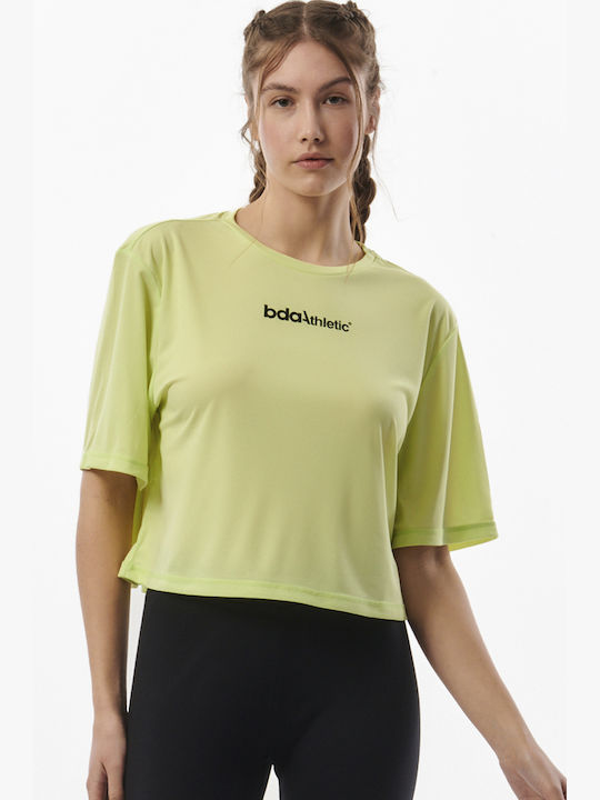 Body Action Damen Sportlich Crop T-shirt Schnell trocknend Lime