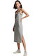 Summer Midi Slip Dress with Tearing Gray
