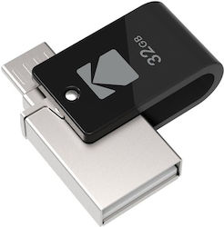 Kodak 32GB USB 3.2 Stick cu conexiune USB-A & USB-C Negru