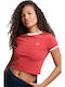 Superdry Women's Summer Crop Top Short Sleeve Red