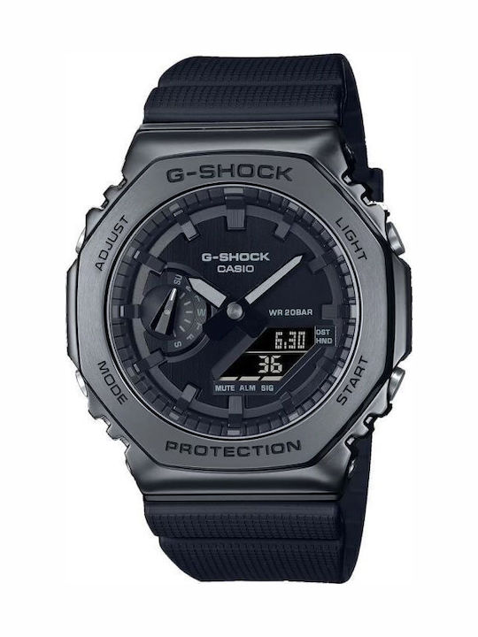Casio G-Shock Αναλογικό/Ψηφιακό Ανδρικό Ρολόι 44.4mm Χρονογράφος Μπαταρίας με Μαύρο Καουτσούκ Λουράκι
