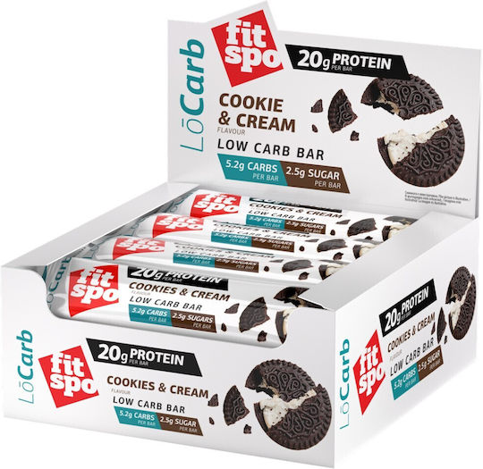 Fit Spo LoCarb Riegel mit 20gr Protein & Geschmack Cookies & Cream 12x60gr