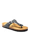 Leather Women's Flat Sandals Nobuck Grigio
