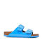 Birkenstock Arizona Leather Women's Flat Sandals Anatomic Patent Sky Blue Narrow Fit