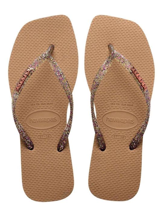 Havaianas Square Logo Metallic Flip Flops