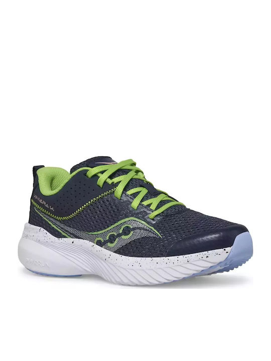 Kinvara 14 Kids Sports Shoes Running with Laces Navy Blue / Classic Green