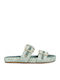 Palmas Raffia Women's Flat Sandals in Green Color