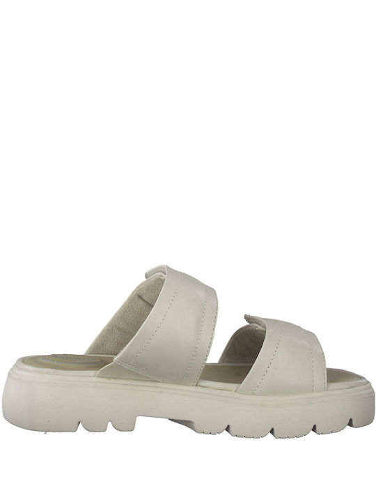 Tamaris Leather Women's Flat Sandals Anatomic Off White