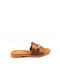 Ragazza Leather Women's Flat Sandals in Tabac Brown Color