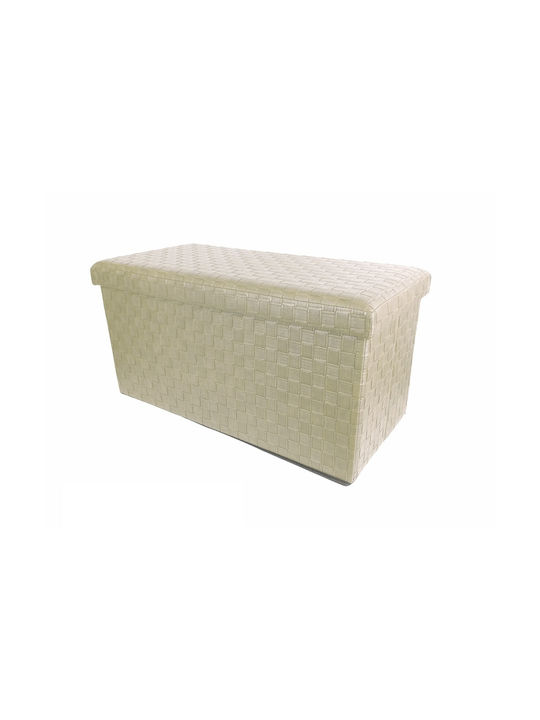 ArteLibre Beige Artificial Leather Bench Stool with Storage Space 76x38x38cm