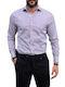 Long-sleeved Cotton Shirt Striped Lilacc