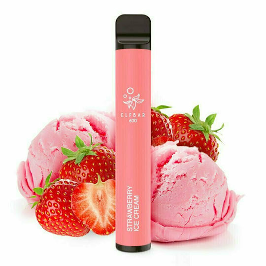 Elf Bar Disposable E-Cigarette 600 Puffs Strawberry Ice Cream 2ml 18mg Pink