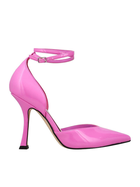 Nine West Pointed Toe Fuchsia High Heels with Strap Frends3